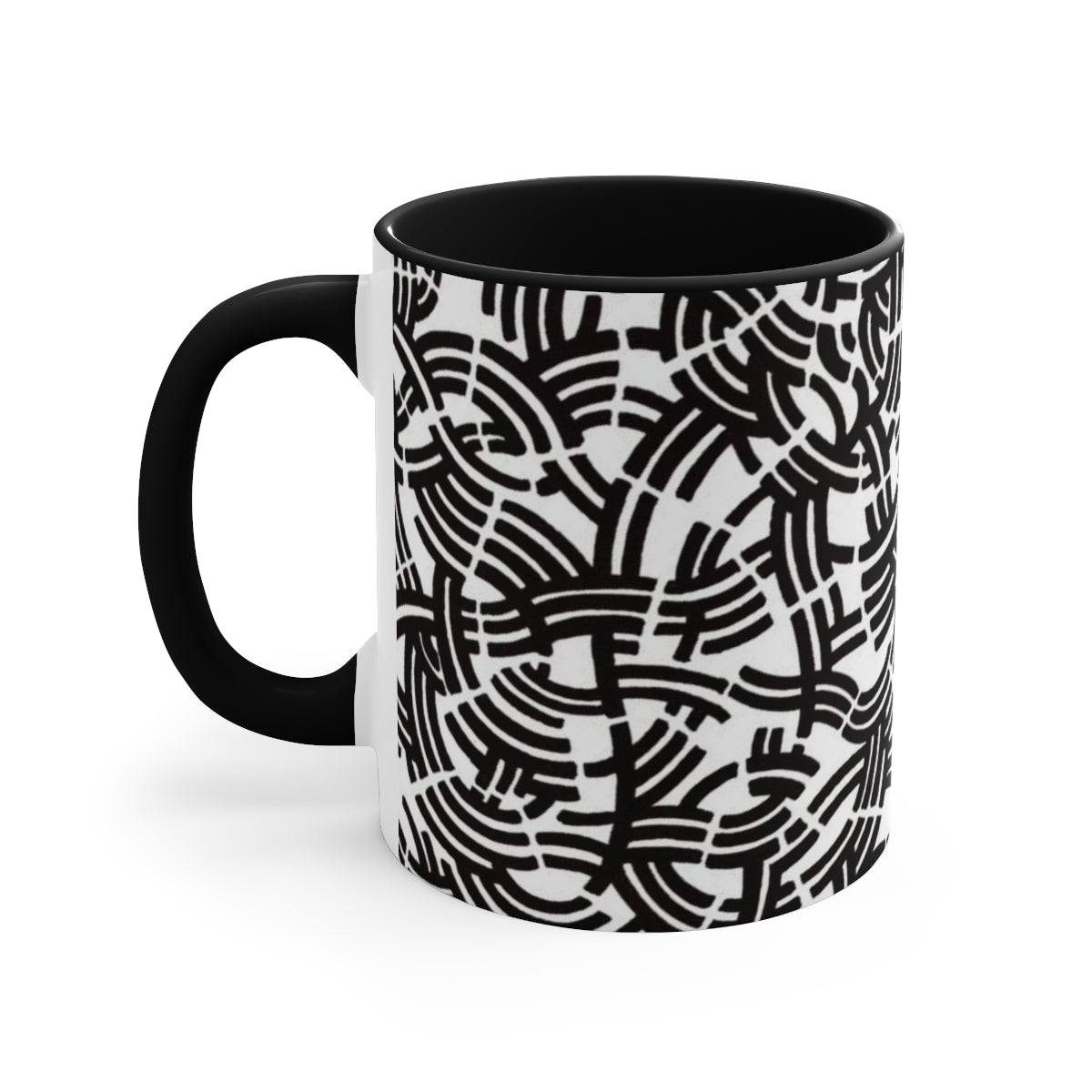 Black White Mug Line Diamond Shape Custom Unique Ceramic Coffee