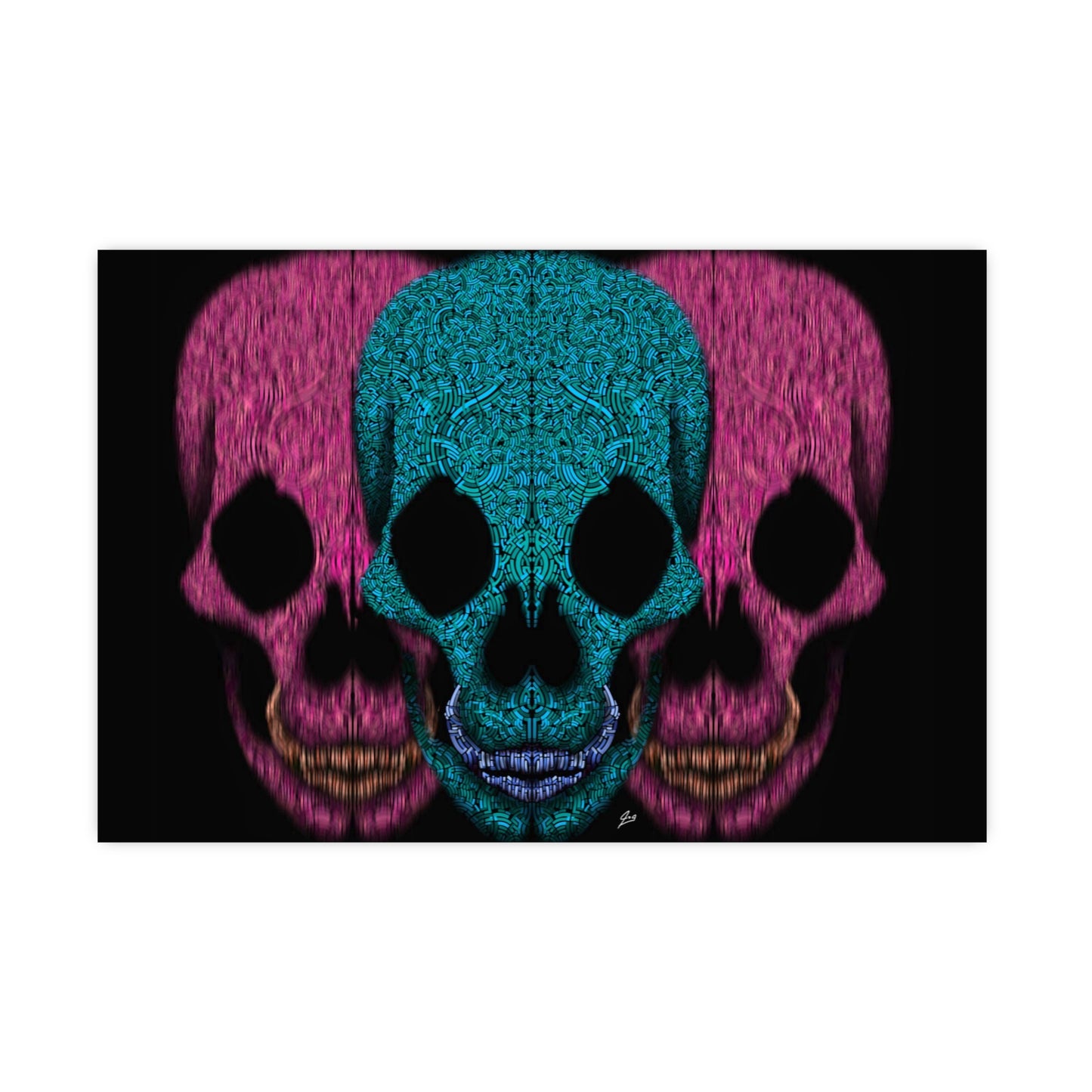 Blue And Pink Skull Design Vertical and Horizontal Matte Posters
