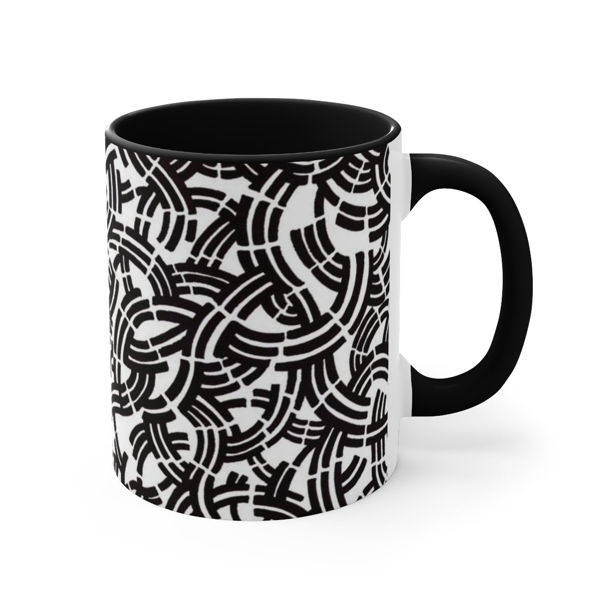 Abstract Black Line Design Black Accent Mug