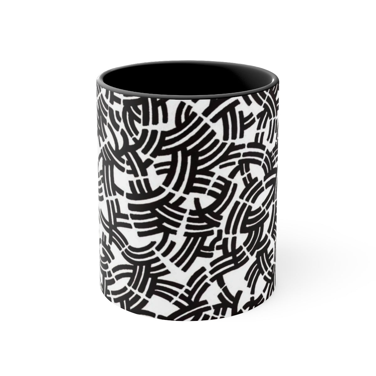 Abstract Black Line Design Black Accent Mug