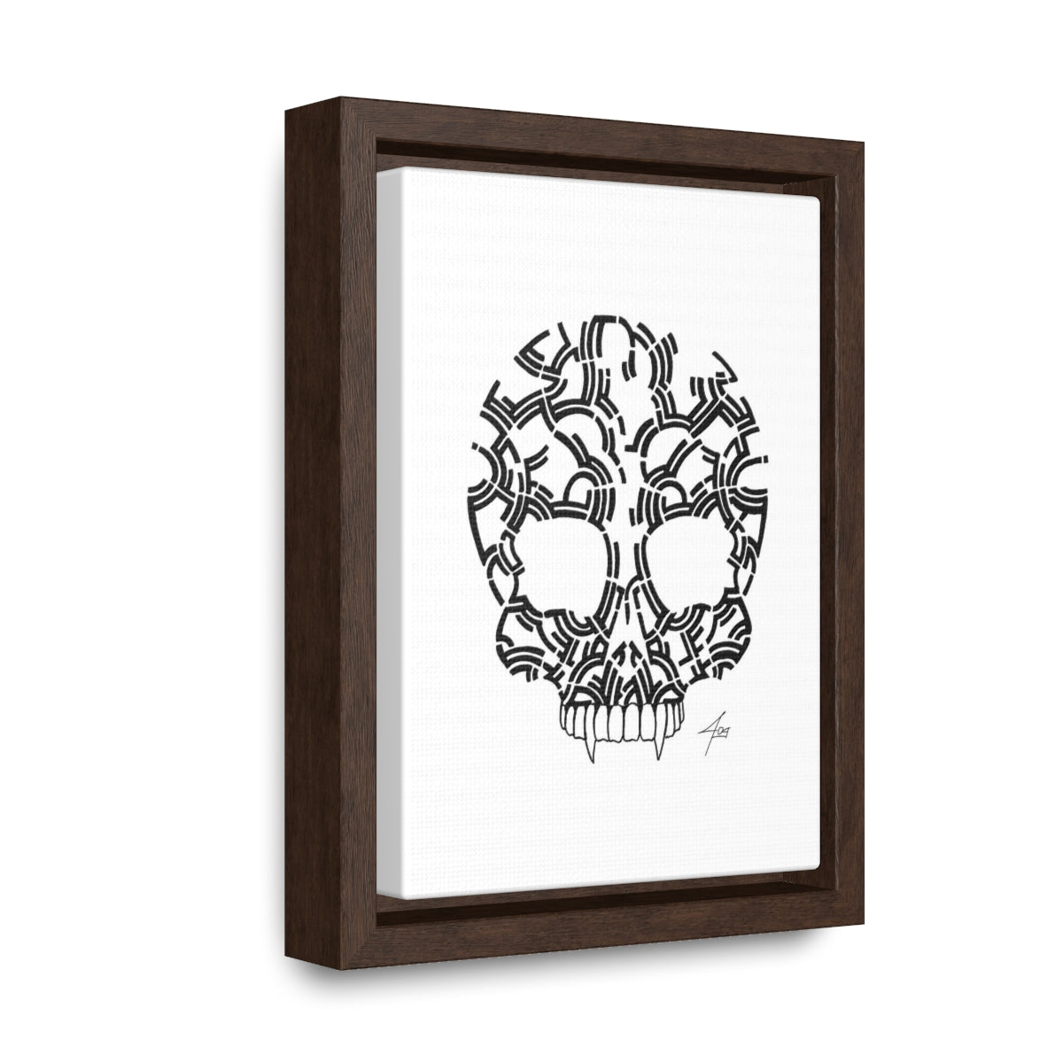 Black Line Skull Design Gallery Canvas Wraps, Vertical Frame