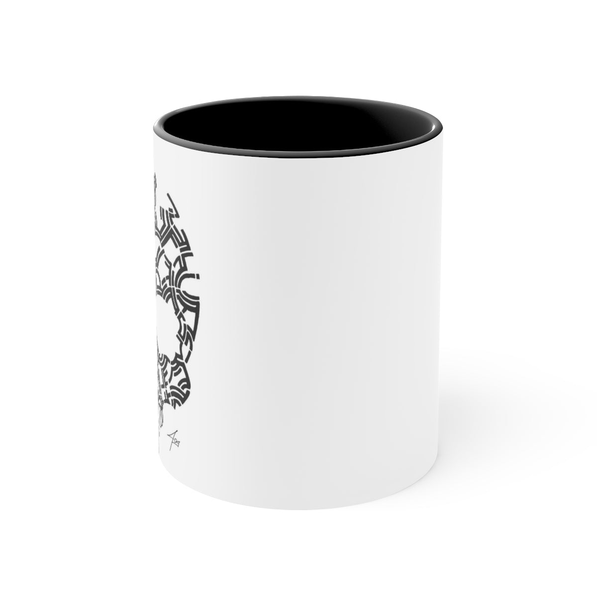 Black Skull Design Black Accent Mug